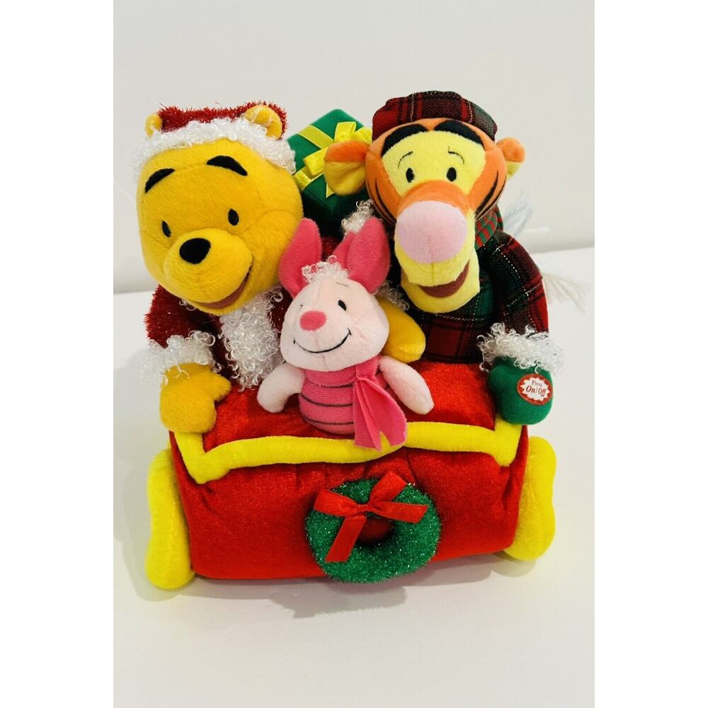 Disney Winnie the Pooh & Friends Dancing Sleigh Plush Holiday Christmas Musical